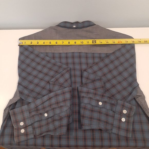 Wezc men's medium plaid color blocked button down long sleeve shirt - Picture 11 of 11